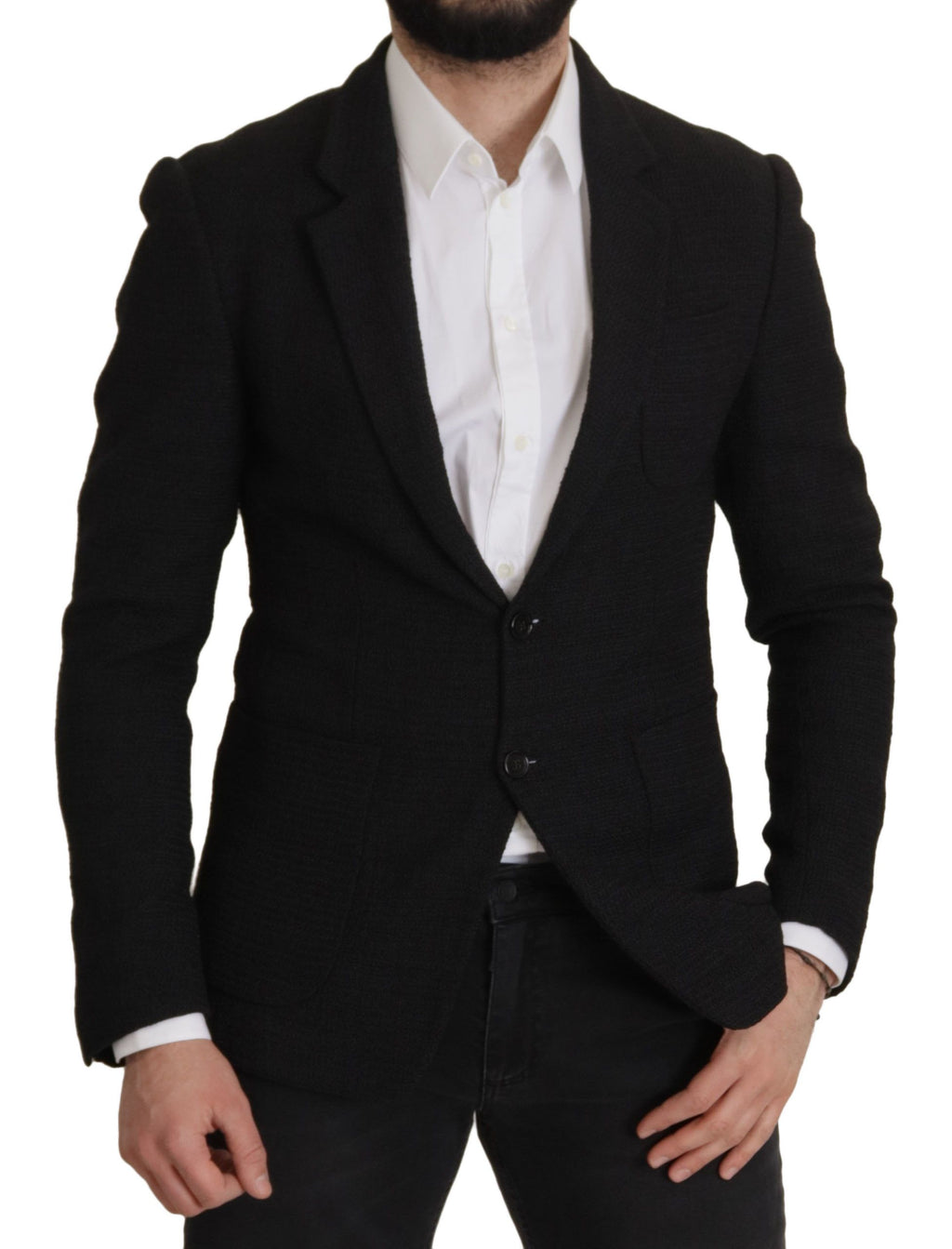 Dolce & Gabbana Schwarzer einreihiger Mantel Männer Blazer