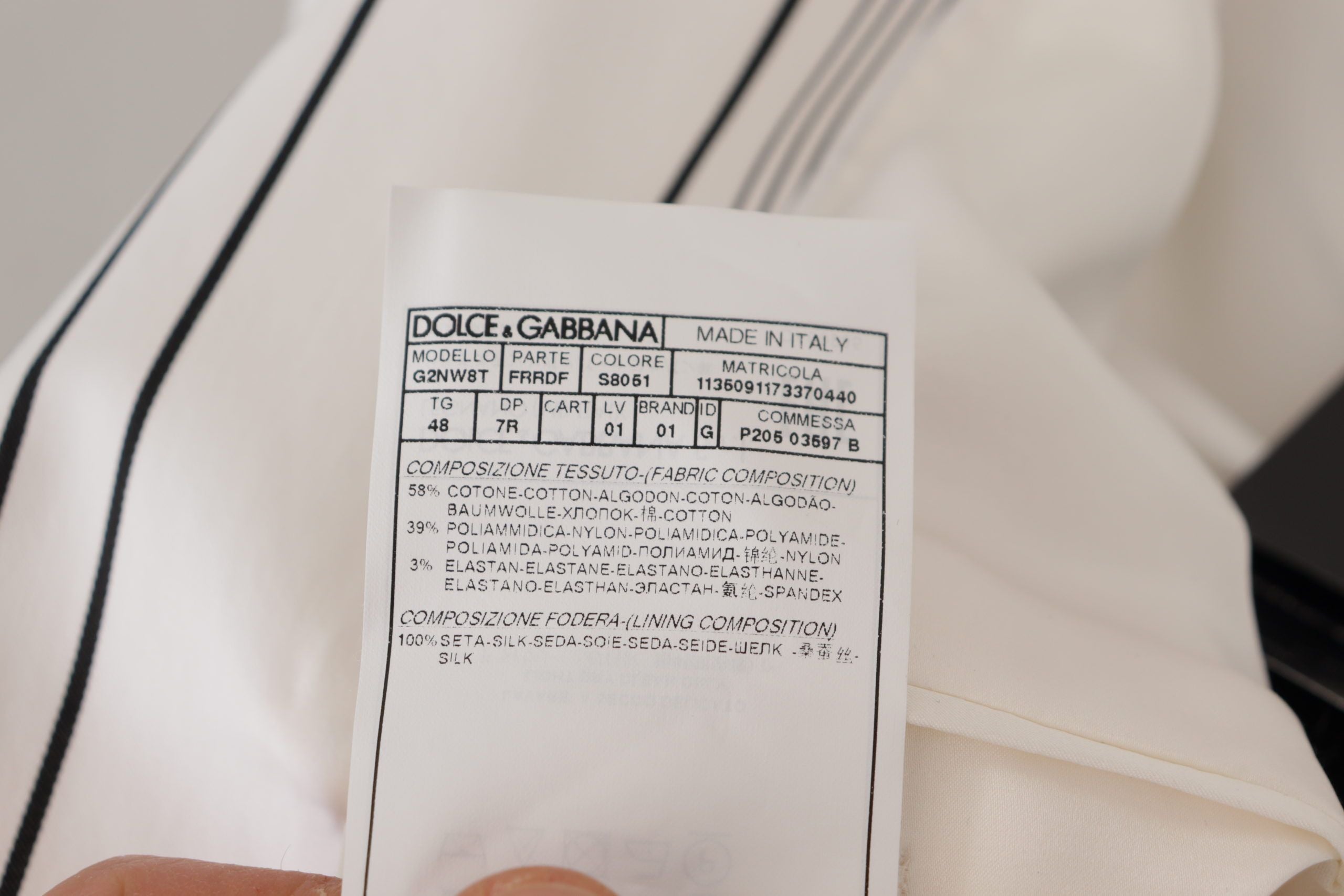 Dolce & Gabbana Blazer aus Baumwolle mit weißen Streifen, einreihig