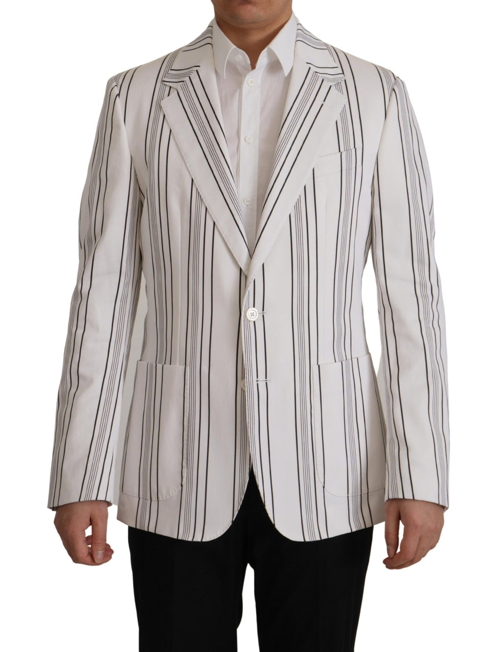 Dolce & Gabbana Blazer aus Baumwolle mit weißen Streifen, einreihig
