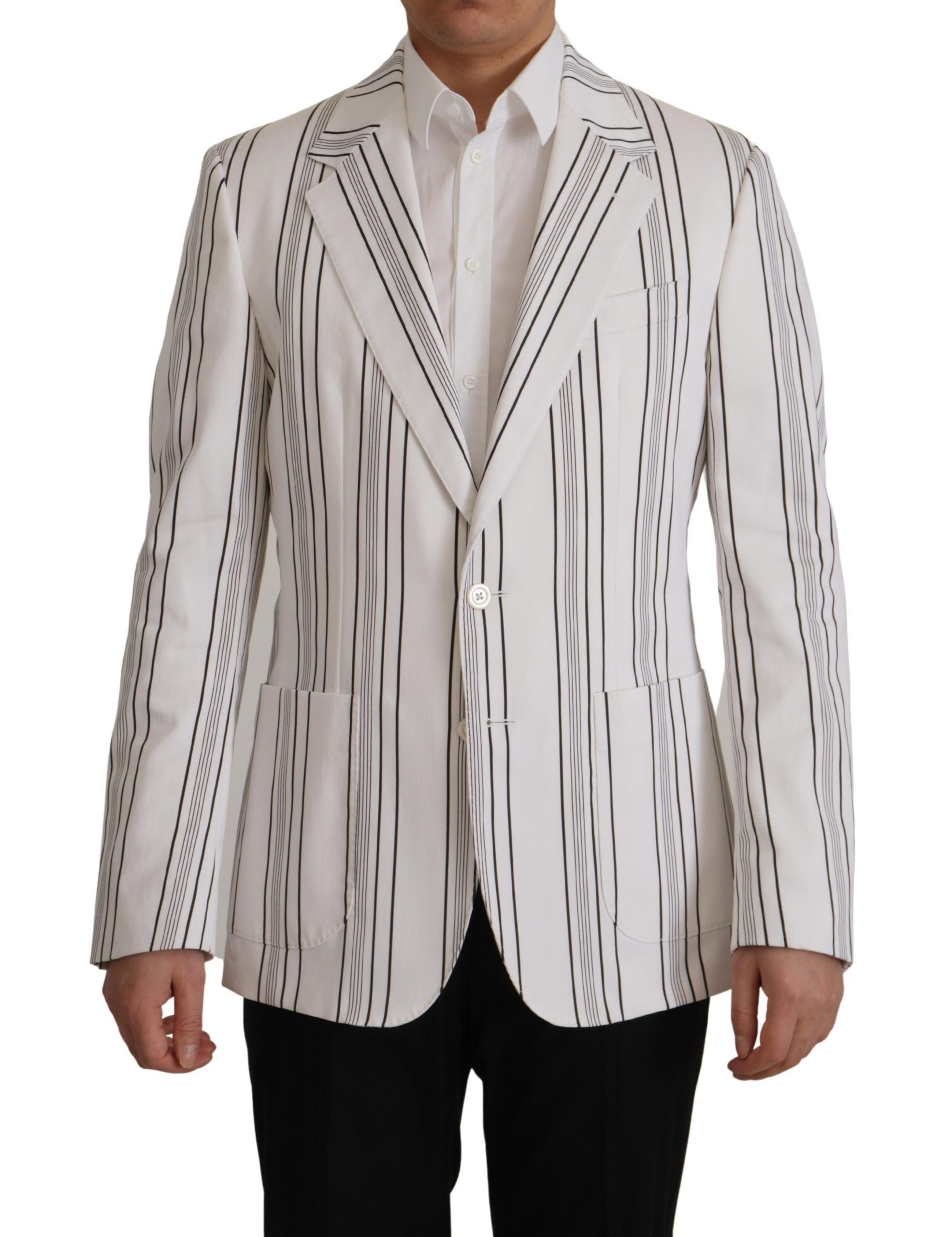 Dolce & Gabbana Blazer aus Baumwolle mit weißen Streifen, einreihig