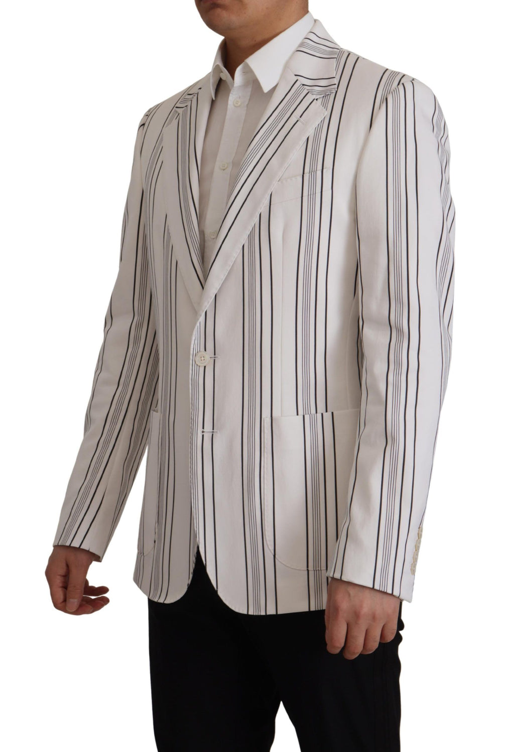 Dolce & Gabbana Blazer aus Baumwolle mit weißen Streifen, einreihig