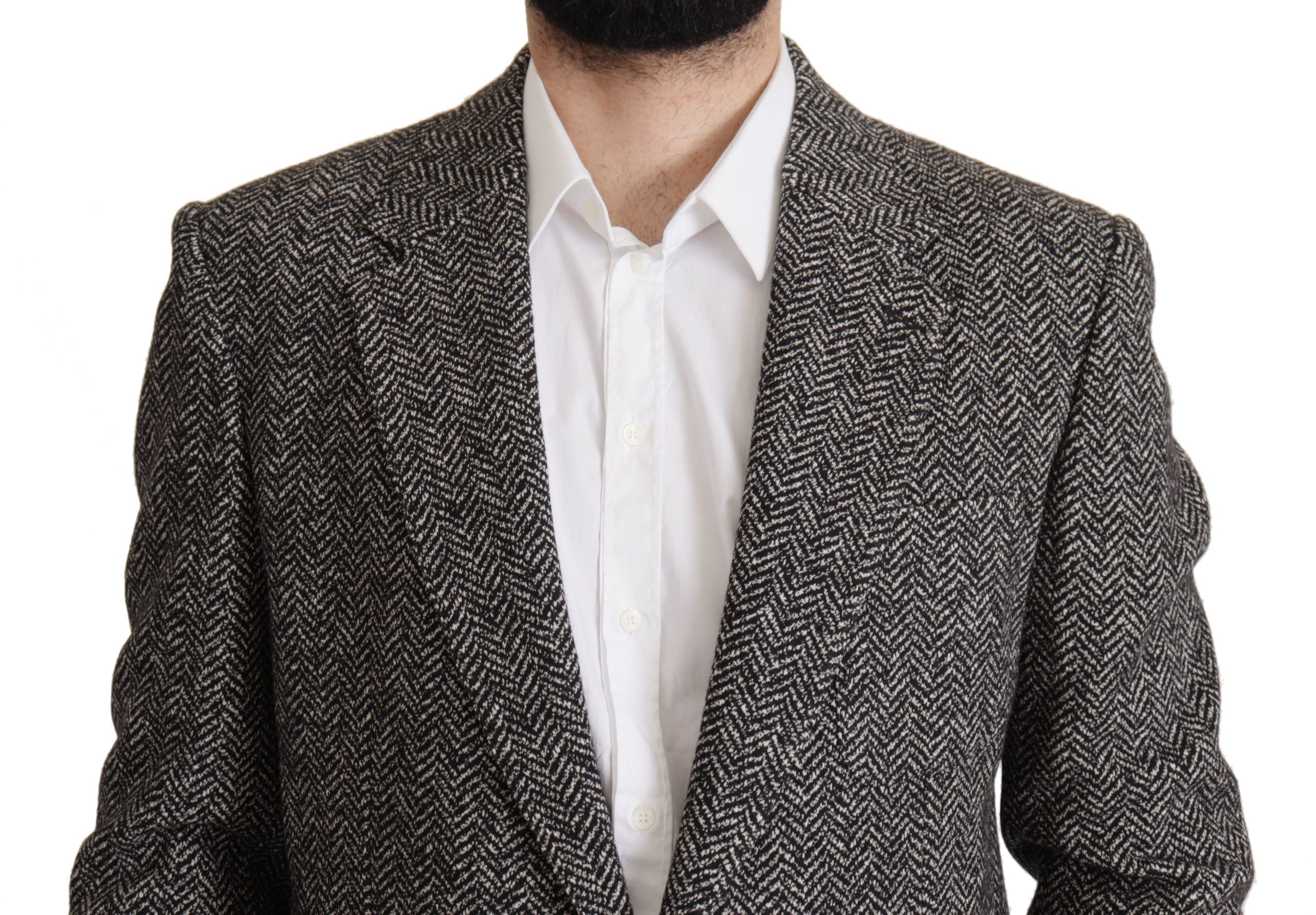 Dolce & Gabbana Grauer einreihiger Fantasy-Blazer aus Baumwolle