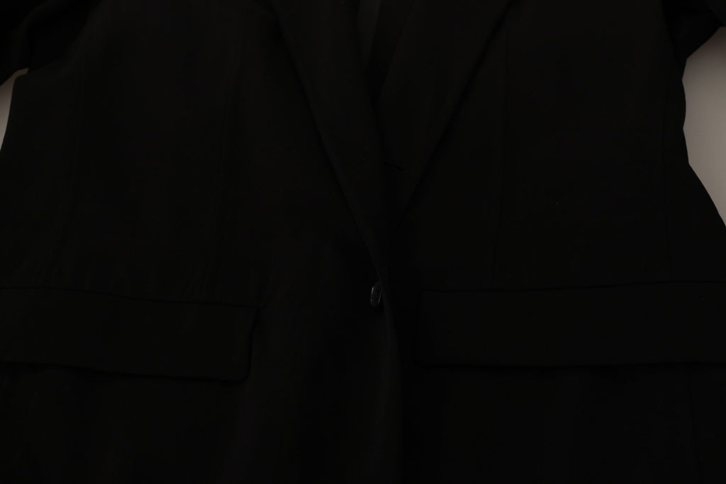 Dolce & Gabbana Schwarzer einreihiger Wollmantel Blazer
