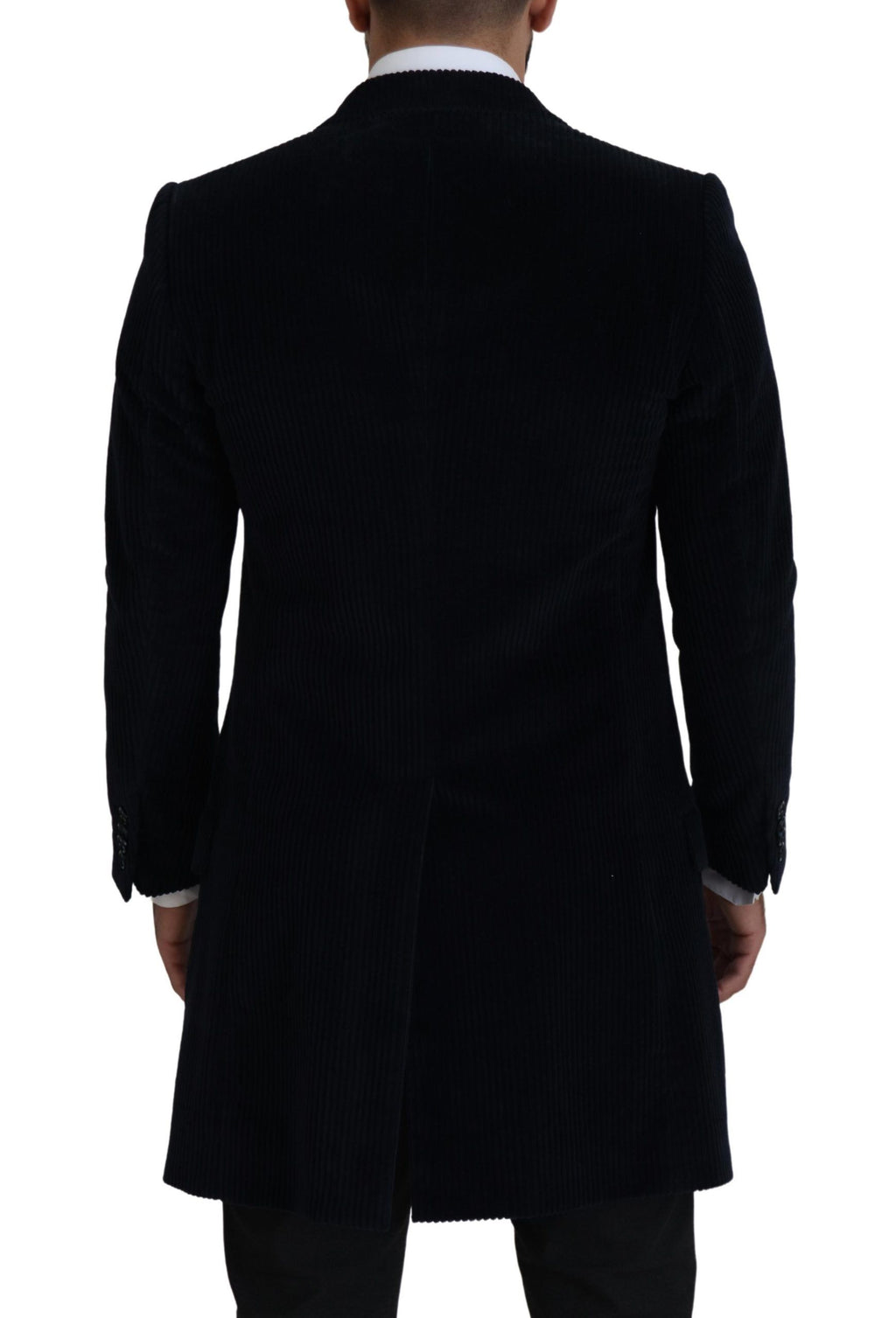 Dolce & Gabbana Schwarzer Baumwoll-Cardigan Langer Mantel Herrenjacke