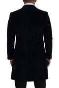 Dolce & Gabbana Schwarzer Baumwoll-Cardigan Langer Mantel Herrenjacke