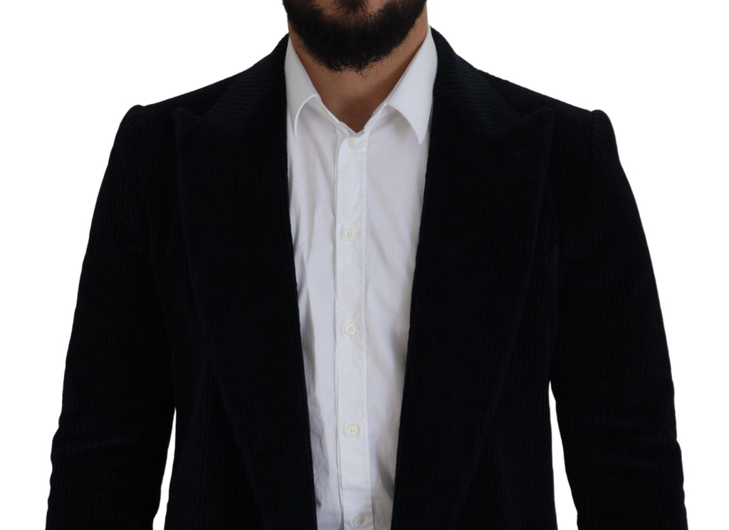 Dolce & Gabbana Schwarzer Baumwoll-Cardigan Langer Mantel Herrenjacke