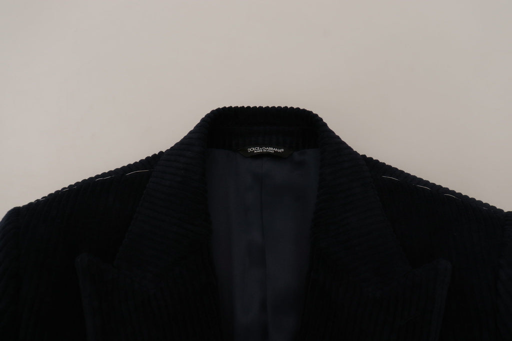 Dolce & Gabbana Schwarzer Baumwoll-Cardigan Langer Mantel Herrenjacke