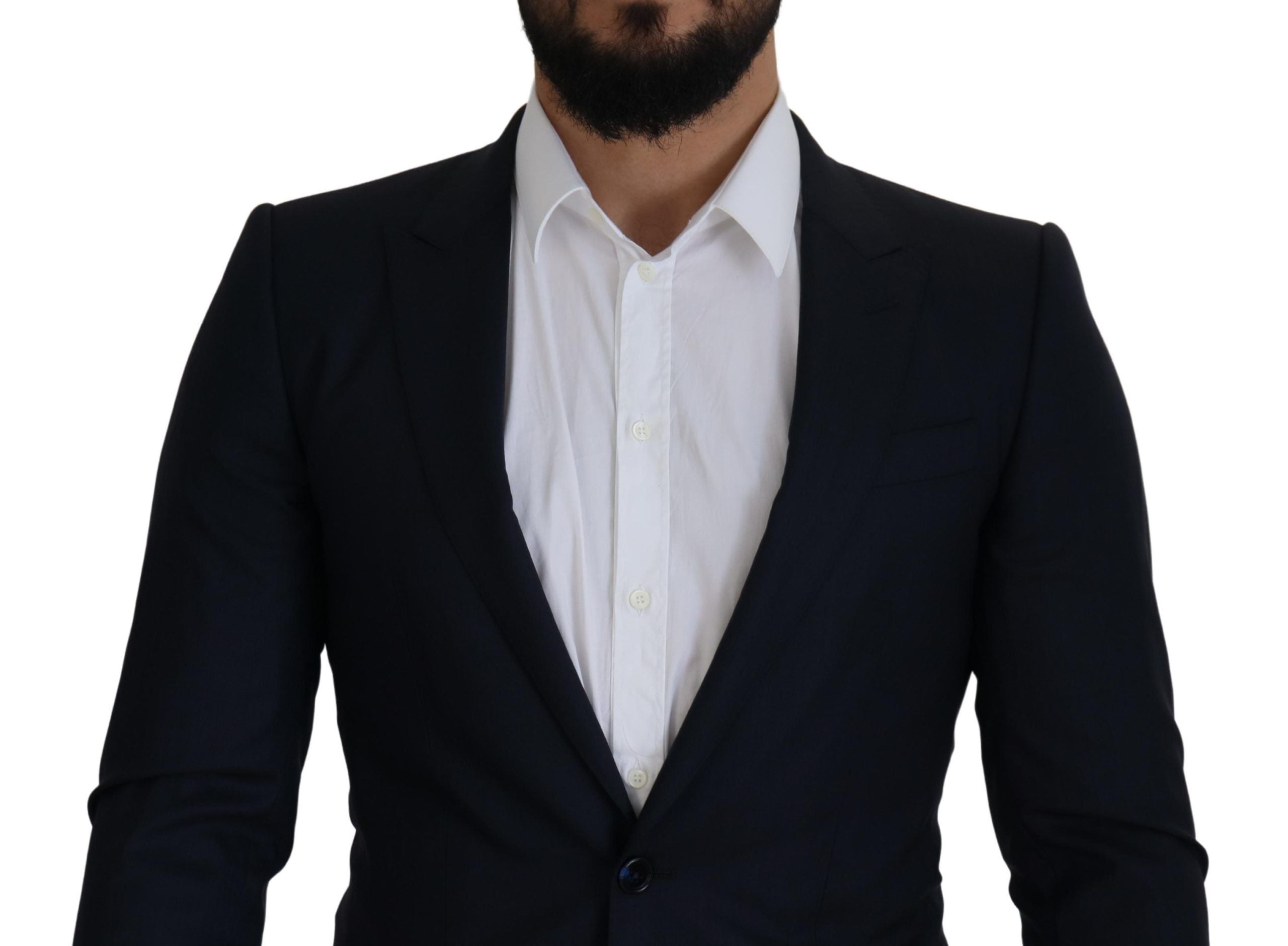 Dolce & Gabbana Blauer einreihiger Wollmantel Blazer
