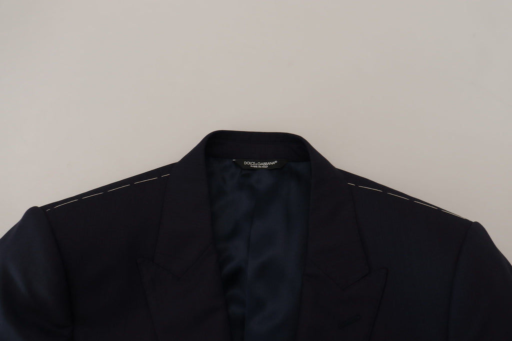 Dolce & Gabbana Blauer einreihiger Wollmantel Blazer
