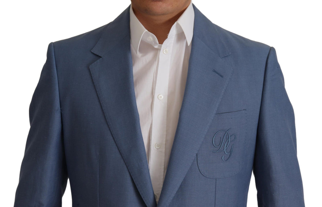 Dolce & Gabbana Blauer Einreihiger Logo-Blazer
