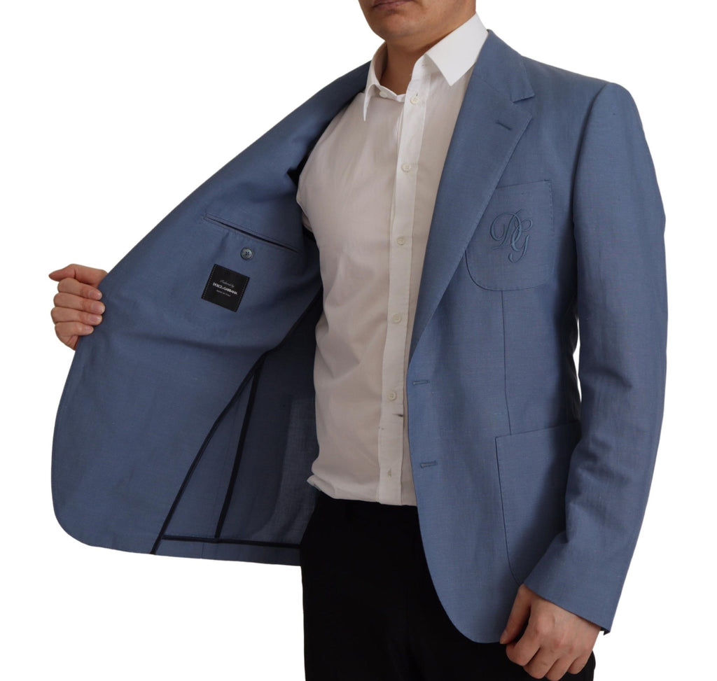 Dolce & Gabbana Blauer Einreihiger Logo-Blazer