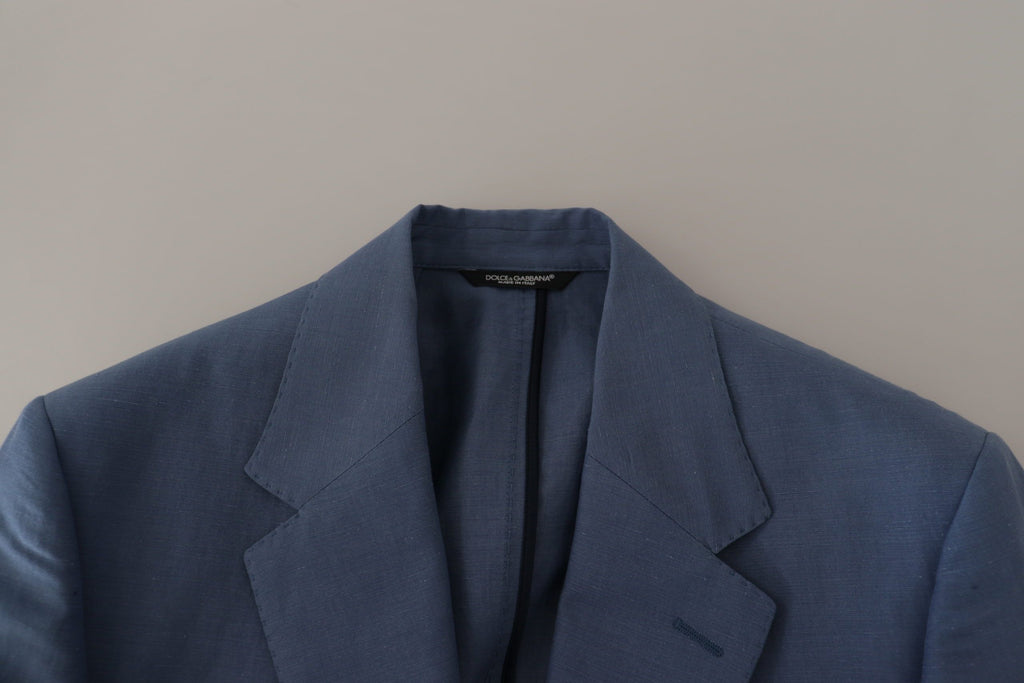 Dolce & Gabbana Blauer Einreihiger Logo-Blazer