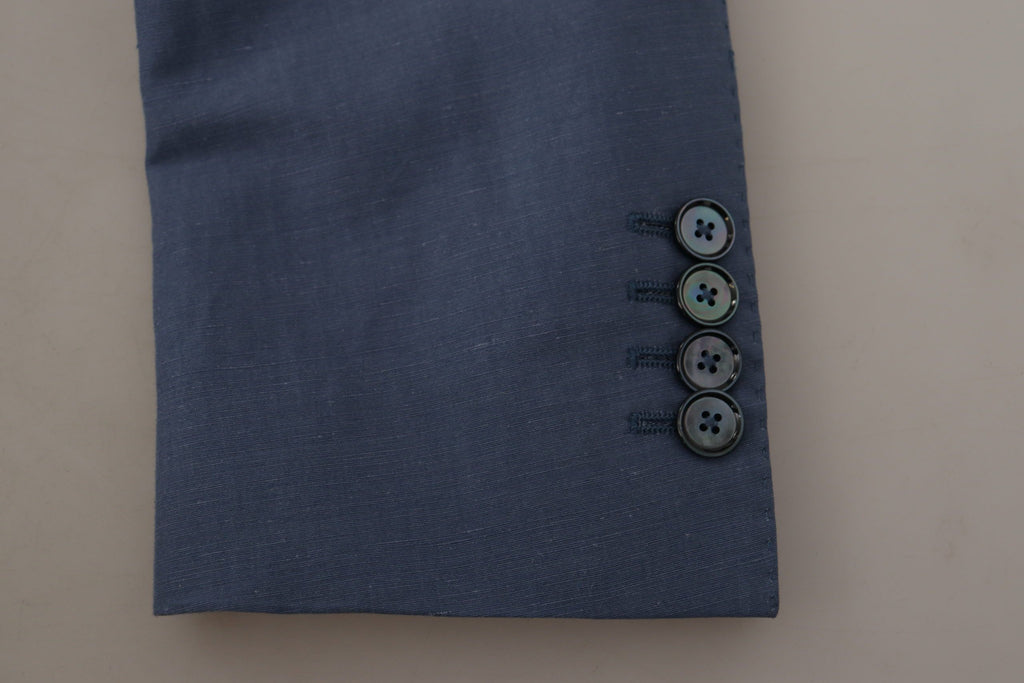 Dolce & Gabbana Blauer Einreihiger Logo-Blazer