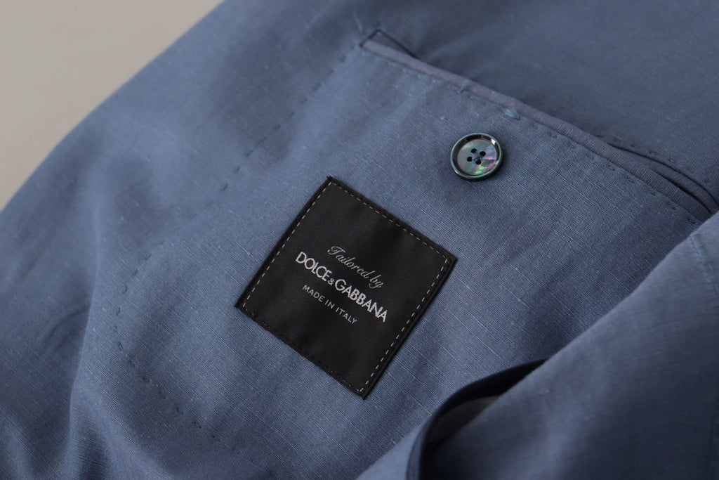 Dolce & Gabbana Blauer Einreihiger Logo-Blazer