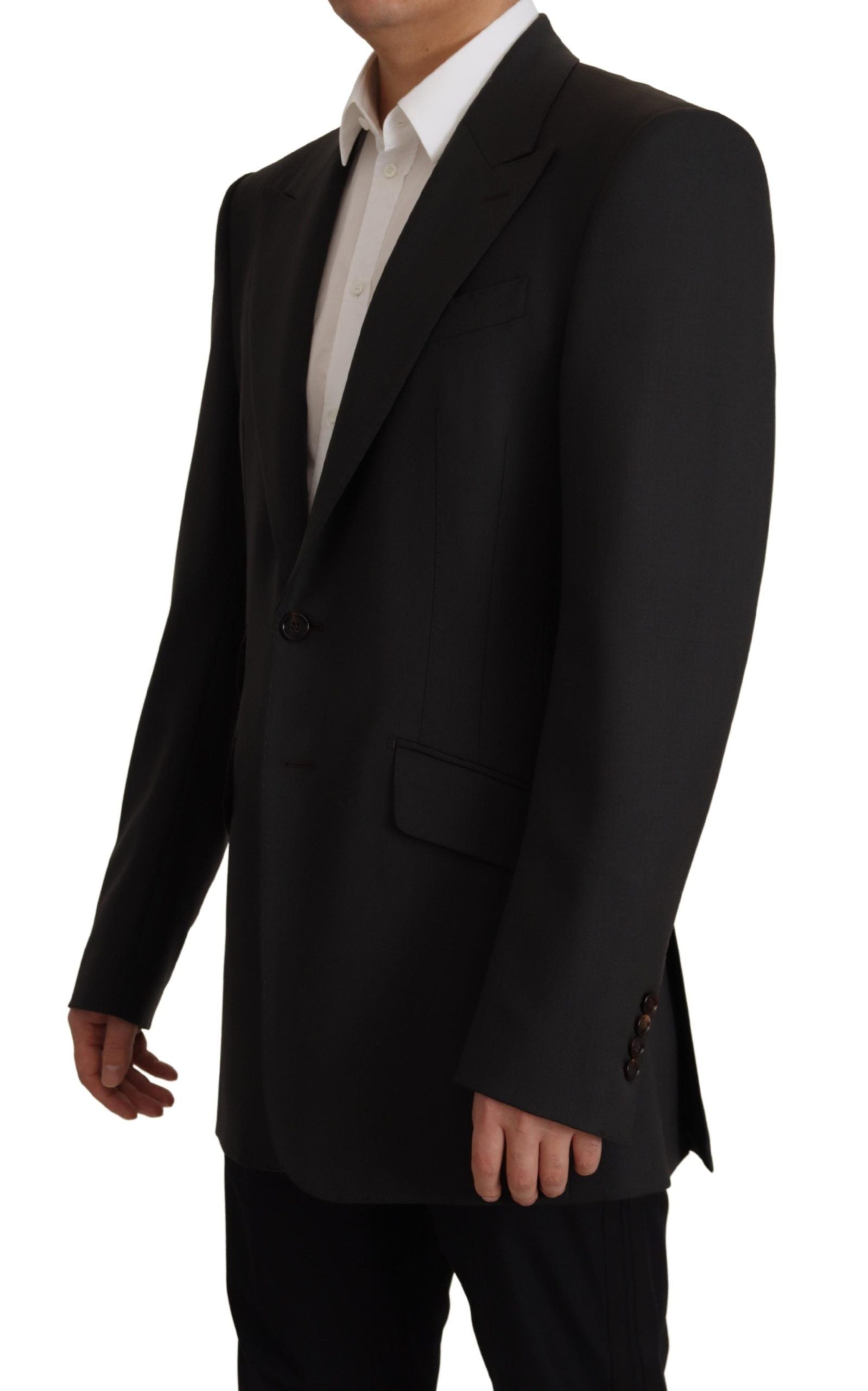Dolce & Gabbana Schwarzer einreihiger Blazer aus Wolle v