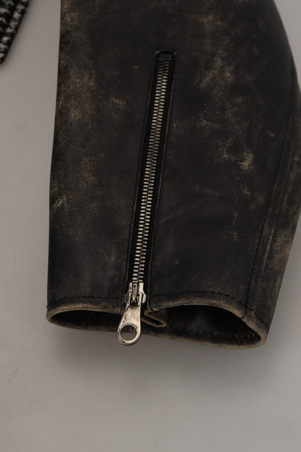 Dolce & Gabbana Schwarze Bomberjacke aus Polyester mit Hahnentrittmuster