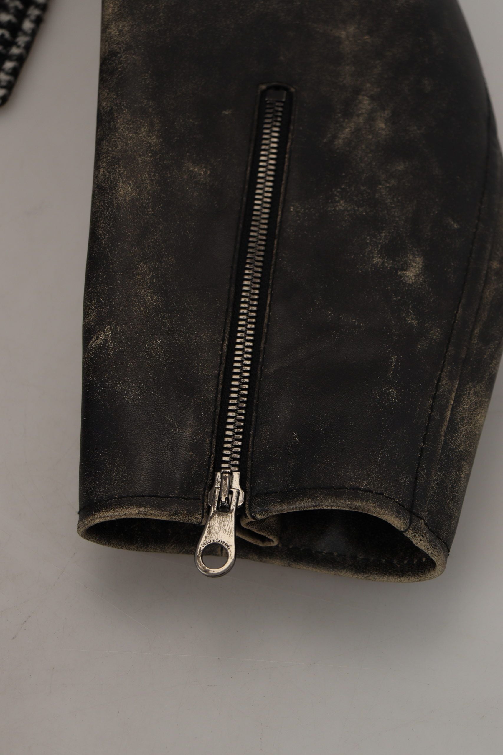 Dolce & Gabbana Schwarze Bomberjacke aus Polyester mit Hahnentrittmuster