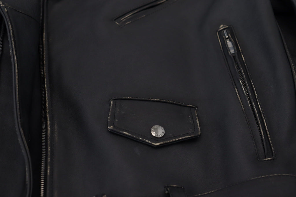 Dolce & Gabbana Schwarze Leder-Bikerjacke mit Reißverschluss