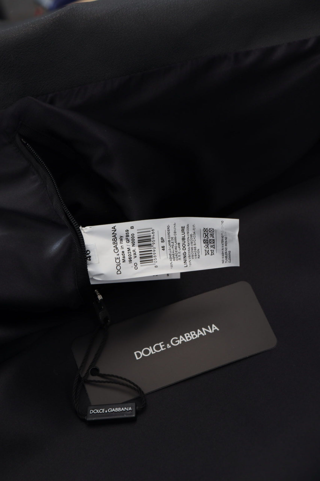 Dolce & Gabbana Schwarze Leder-Bikerjacke mit Reißverschluss