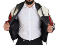 Dolce & Gabbana Schwarze Lederjacke mit Kapuze Blouson