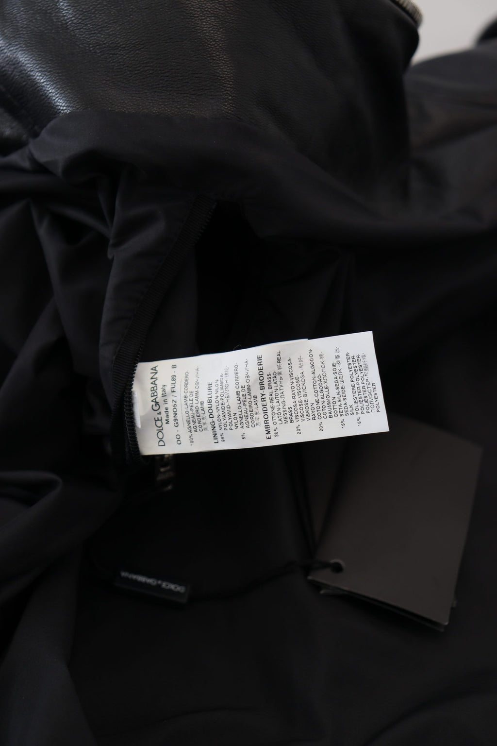 Dolce & Gabbana Schwarze Lederjacke mit Kapuze Blouson