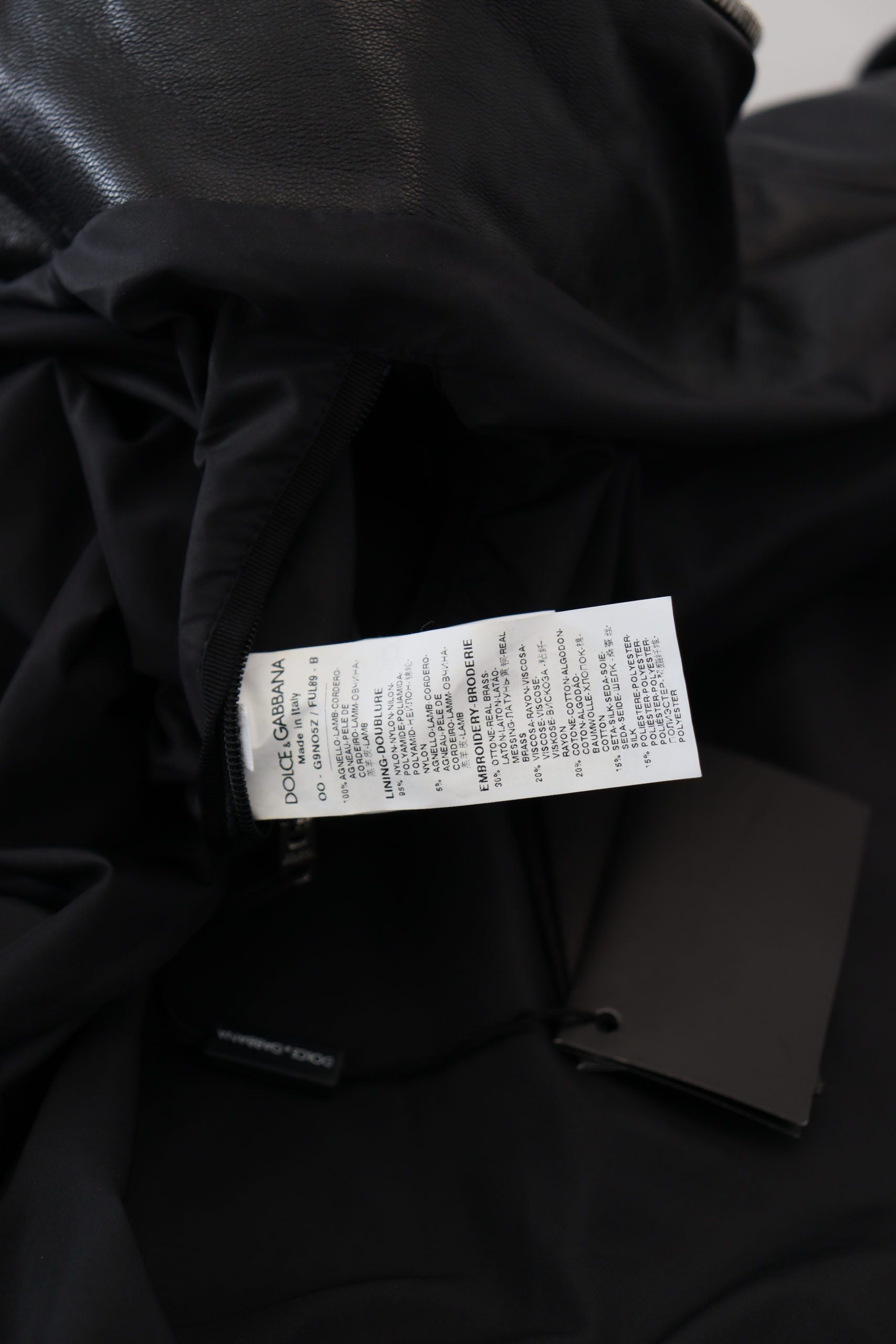 Dolce & Gabbana Schwarze Lederjacke mit Kapuze Blouson
