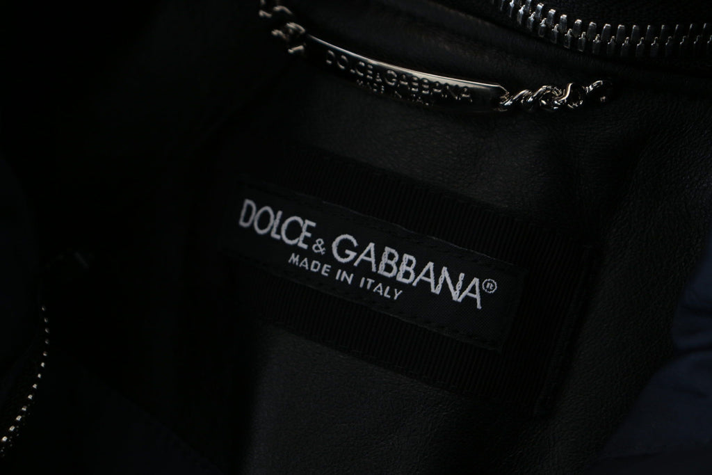 Dolce & Gabbana Schwarzer Polyester Blousonmantel mit Kapuze Jacke