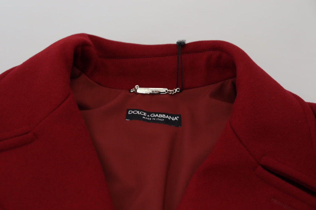 Dolce & Gabbana Roter Wollmantel Zweireiher Jacke