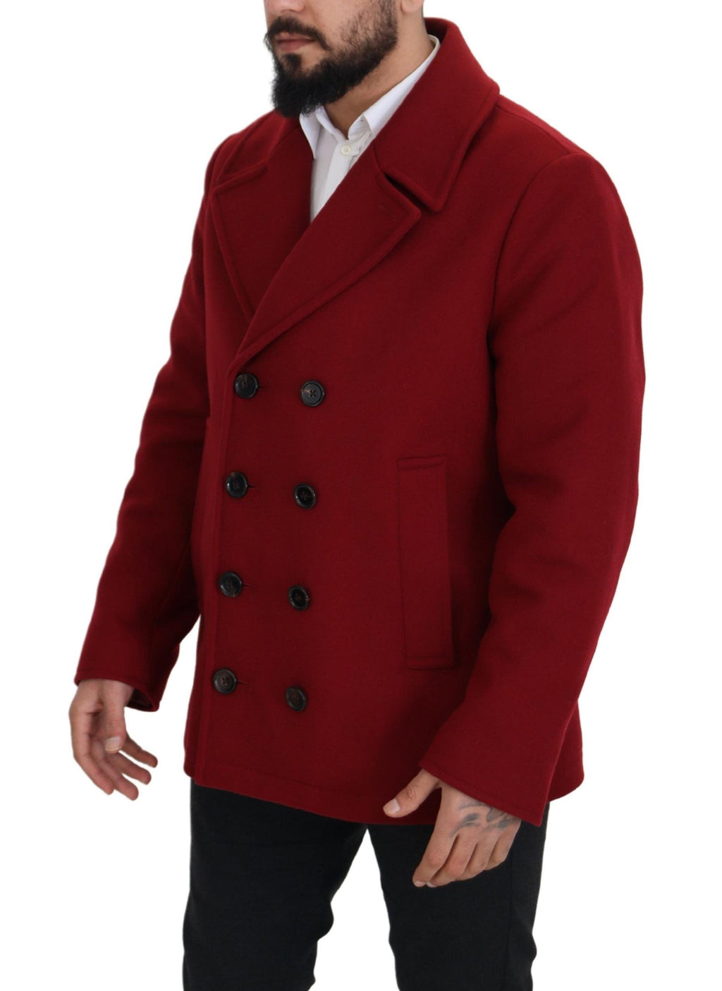 Dolce & Gabbana Roter Wollmantel Zweireiher Jacke