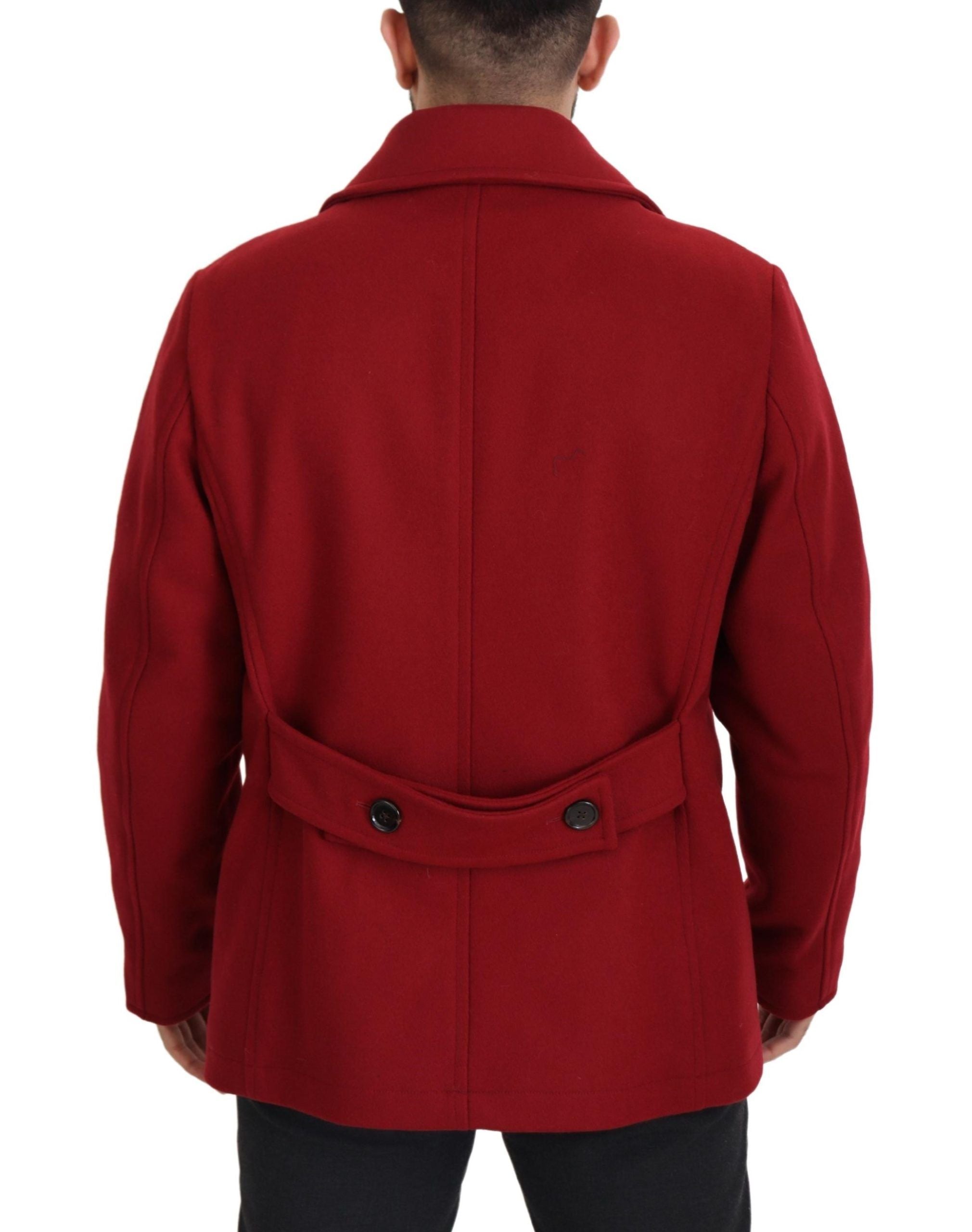 Dolce & Gabbana Roter Wollmantel Zweireiher Jacke