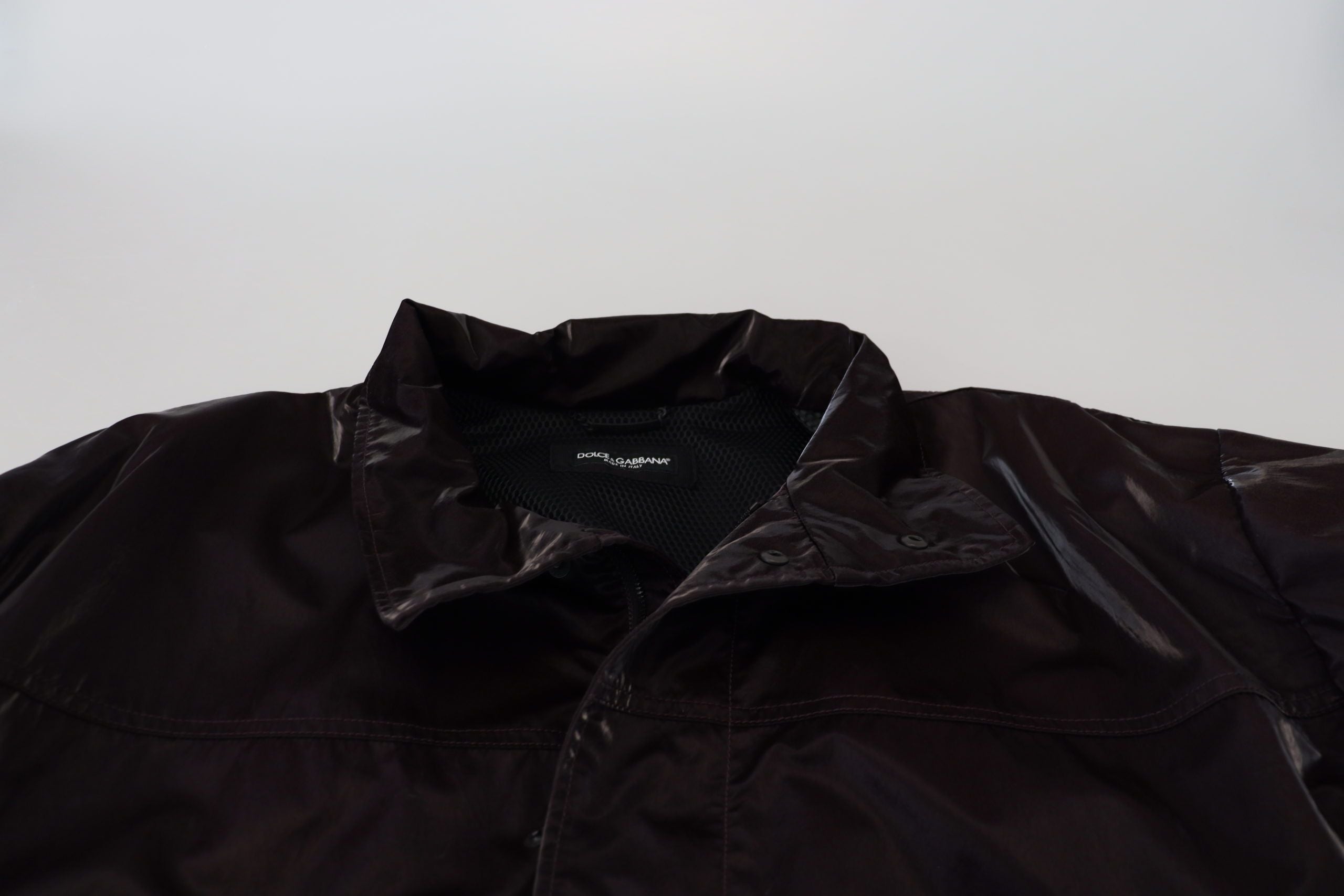 Dolce & Gabbana Bordeaux Nylon Kragen Männer Mantel Jacke