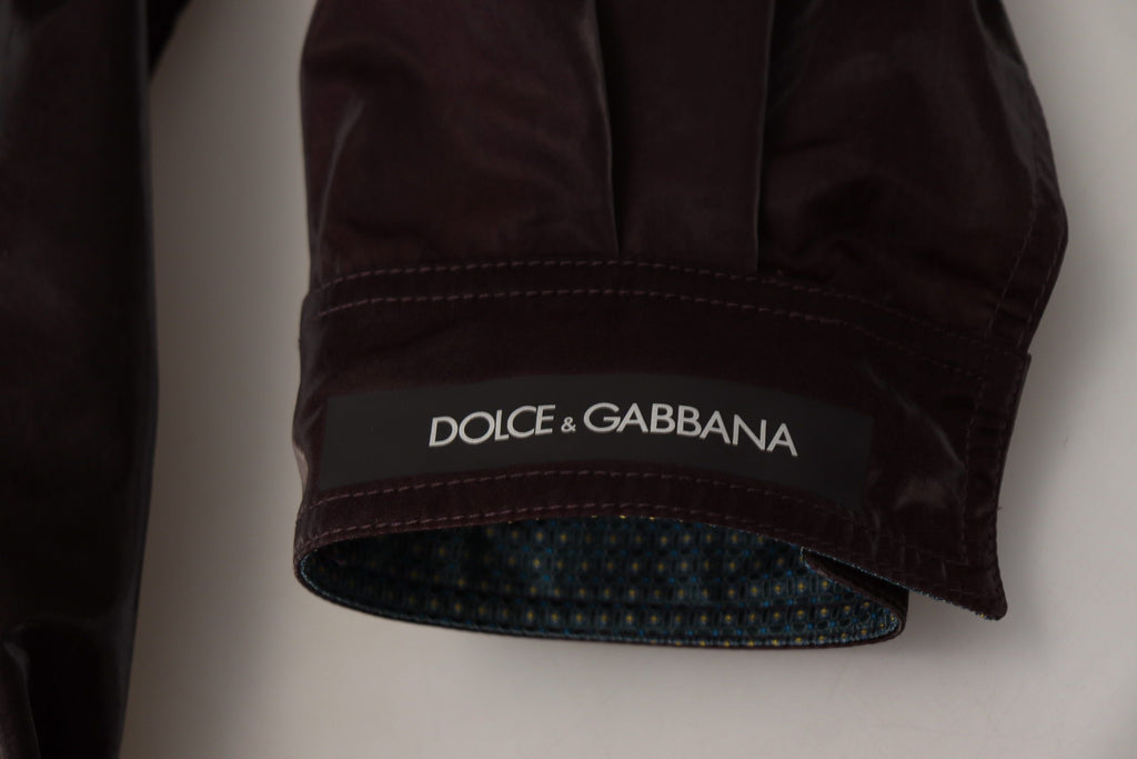 Dolce & Gabbana Bordeaux Nylon Herrenmantel Jacke mit Kragen