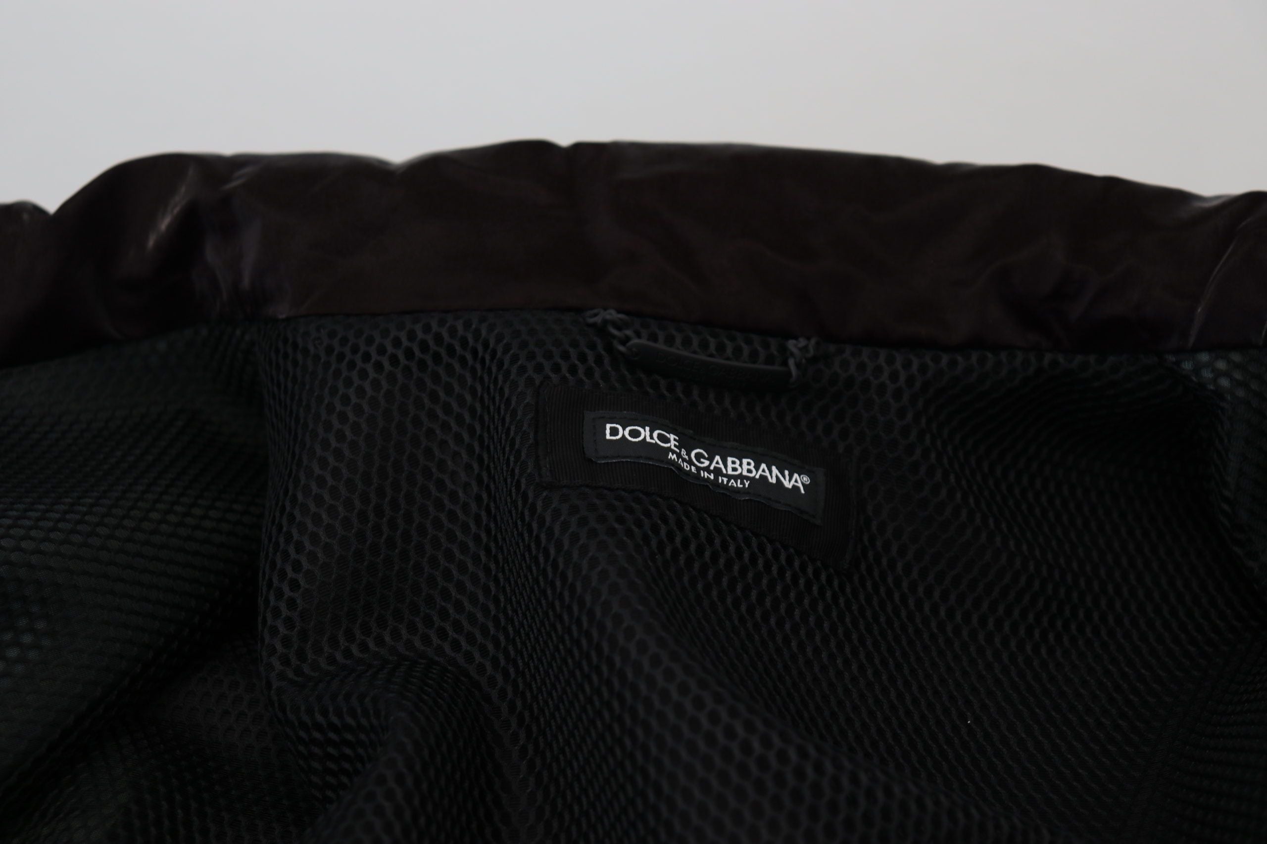 Dolce & Gabbana Bordeaux Nylon Herrenmantel Jacke mit Kragen