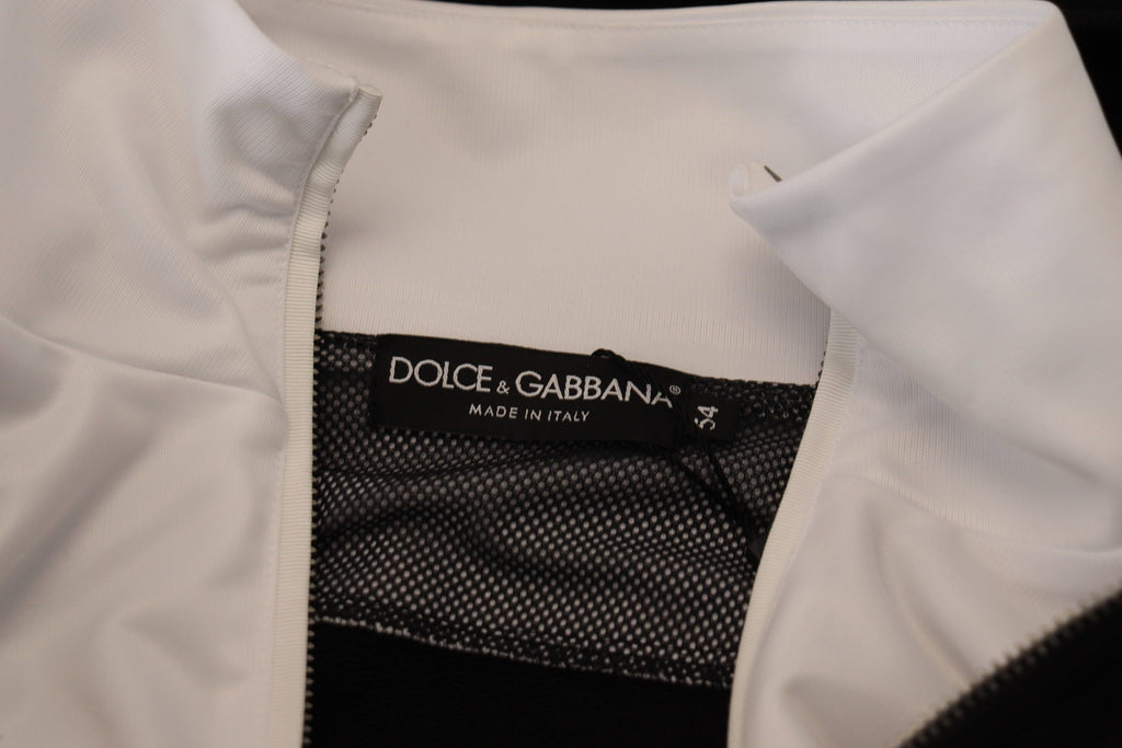 Dolce & Gabbana Schwarze Polyester Jacke mit Kapuze und durchgehendem Reißverschluss
