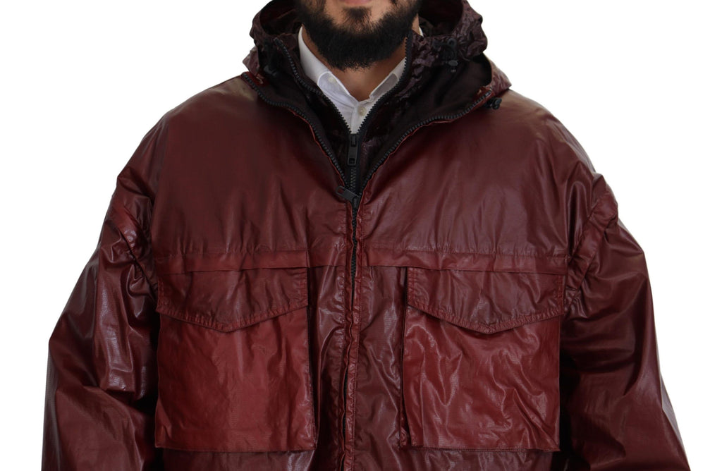 Dolce & Gabbana Bordeaux Baumwolljacke mit Kapuze und durchgehendem Reißverschluss