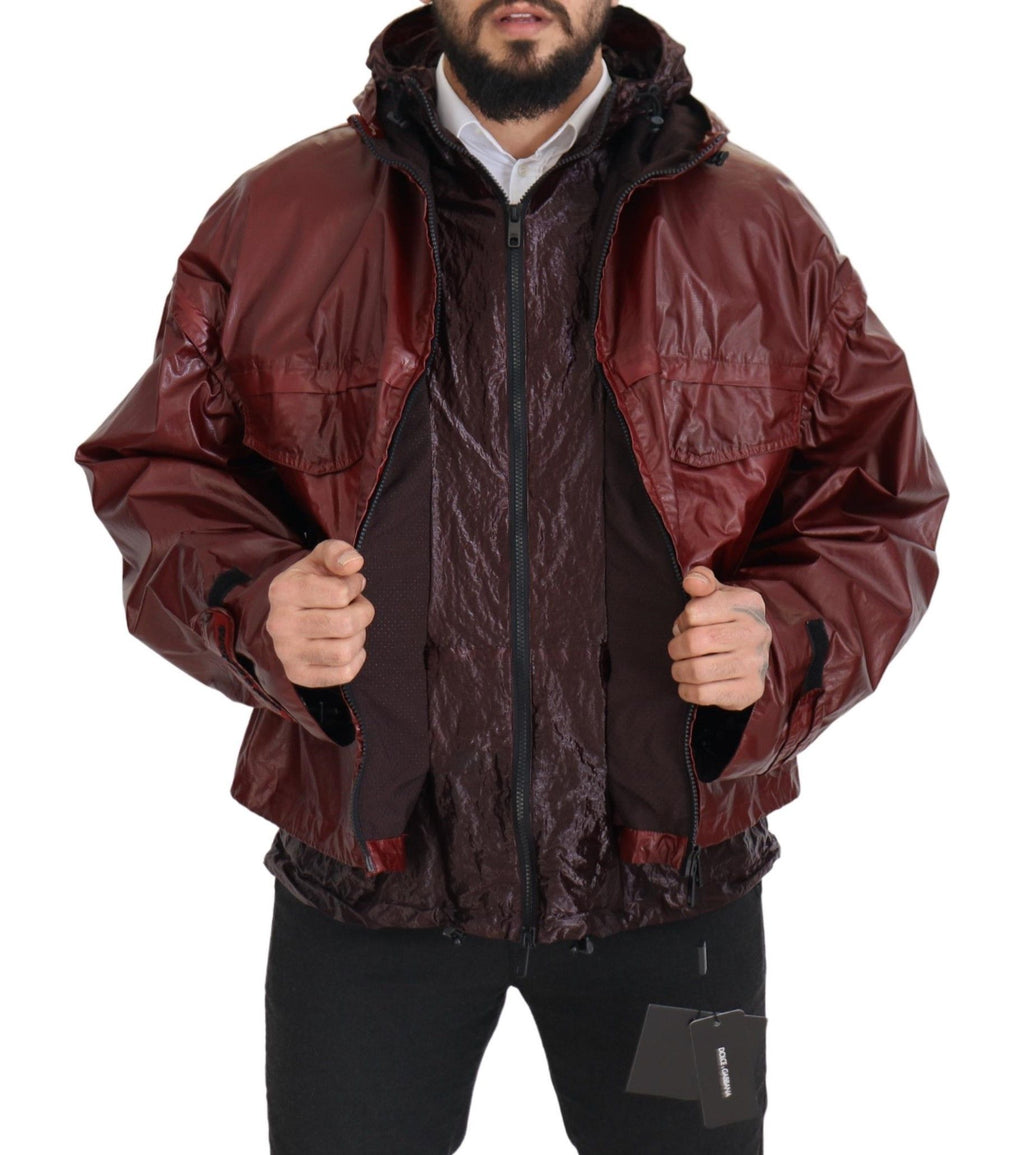 Dolce & Gabbana Bordeaux Baumwolljacke mit Kapuze und durchgehendem Reißverschluss