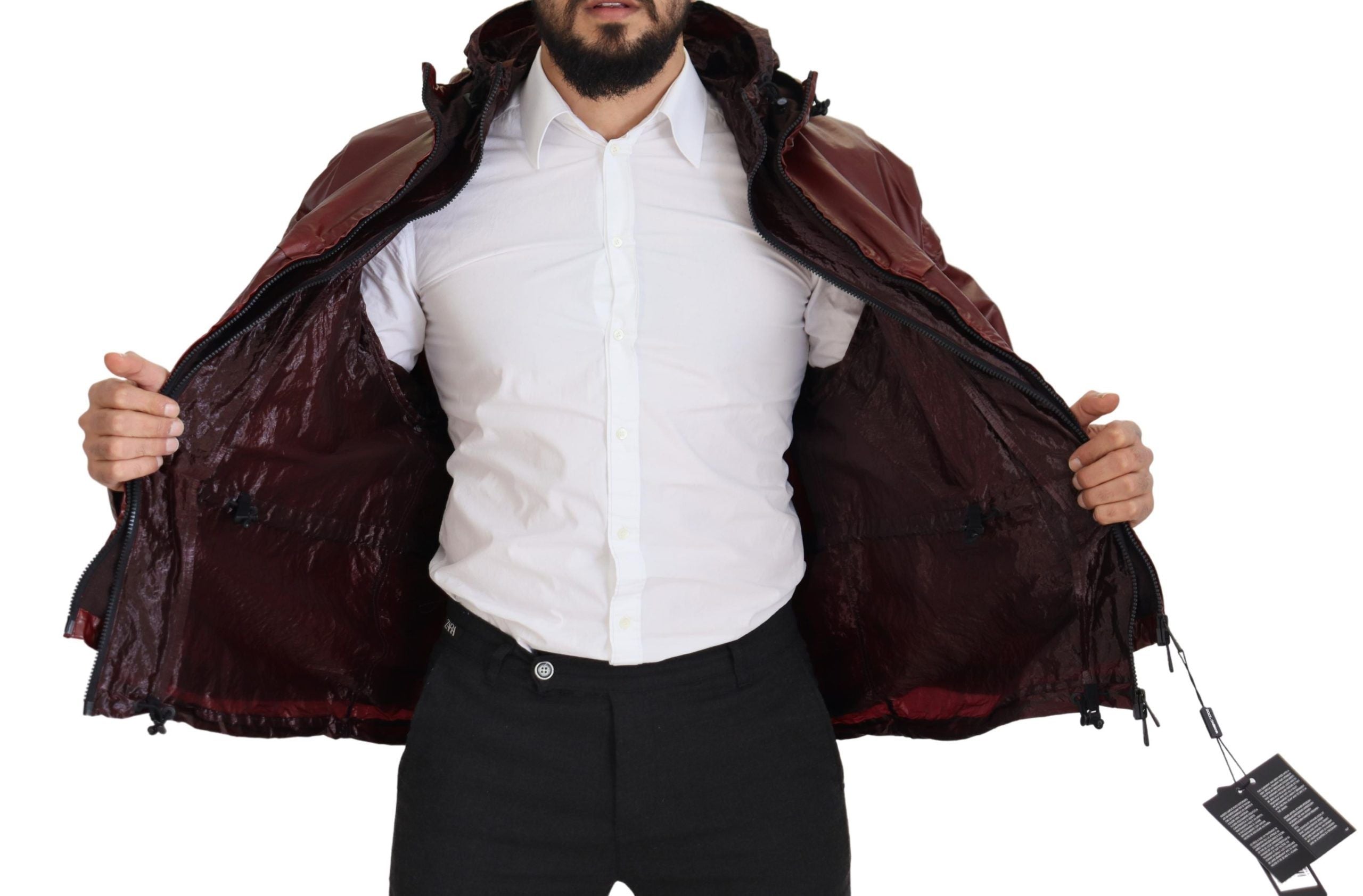 Dolce & Gabbana Bordeaux Baumwolljacke mit Kapuze und durchgehendem Reißverschluss
