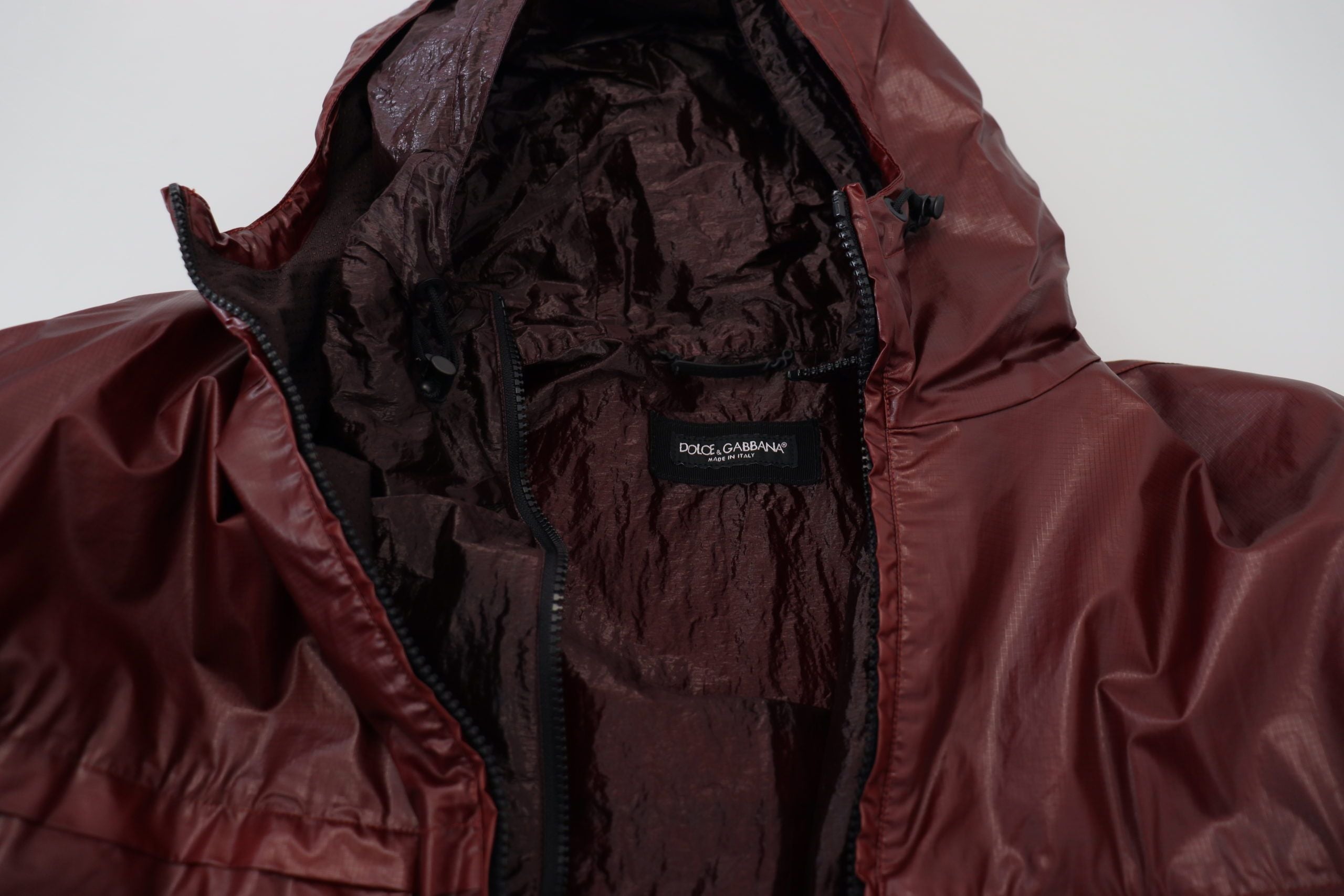 Dolce & Gabbana Bordeaux Baumwolljacke mit Kapuze und durchgehendem Reißverschluss