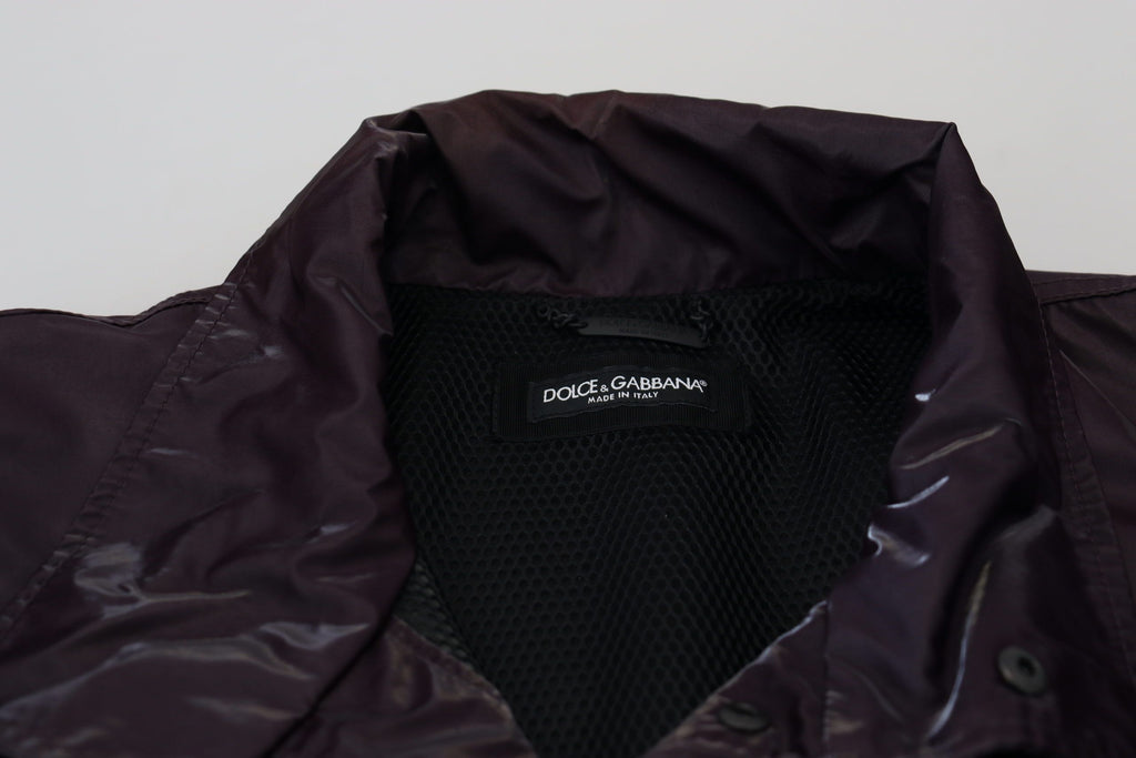 Dolce & Gabbana Lila Nylon Bikermantel Jacke mit Kragen