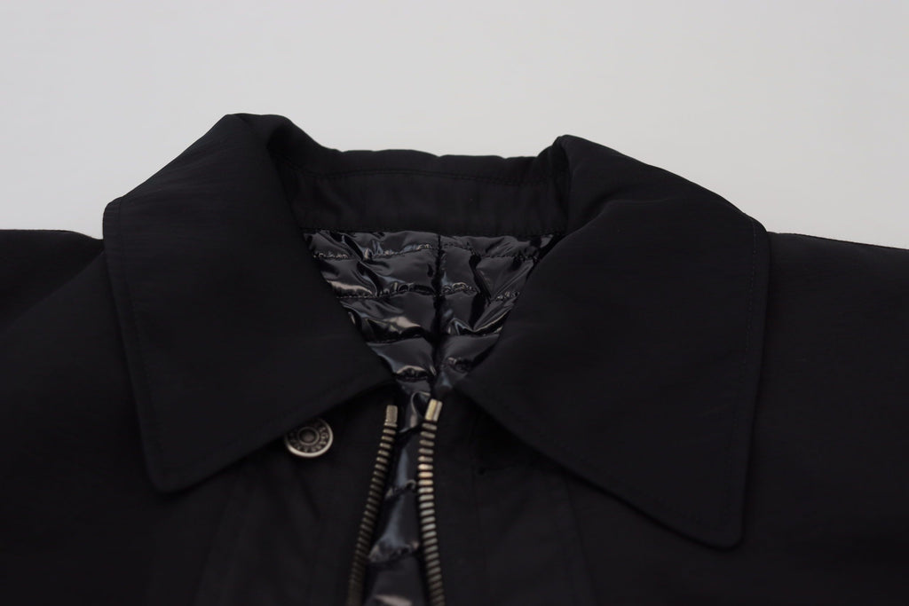 Dolce & Gabbana Schwarze Jacke aus Wolle mit Kragen und durchgehendem Reißverschluss