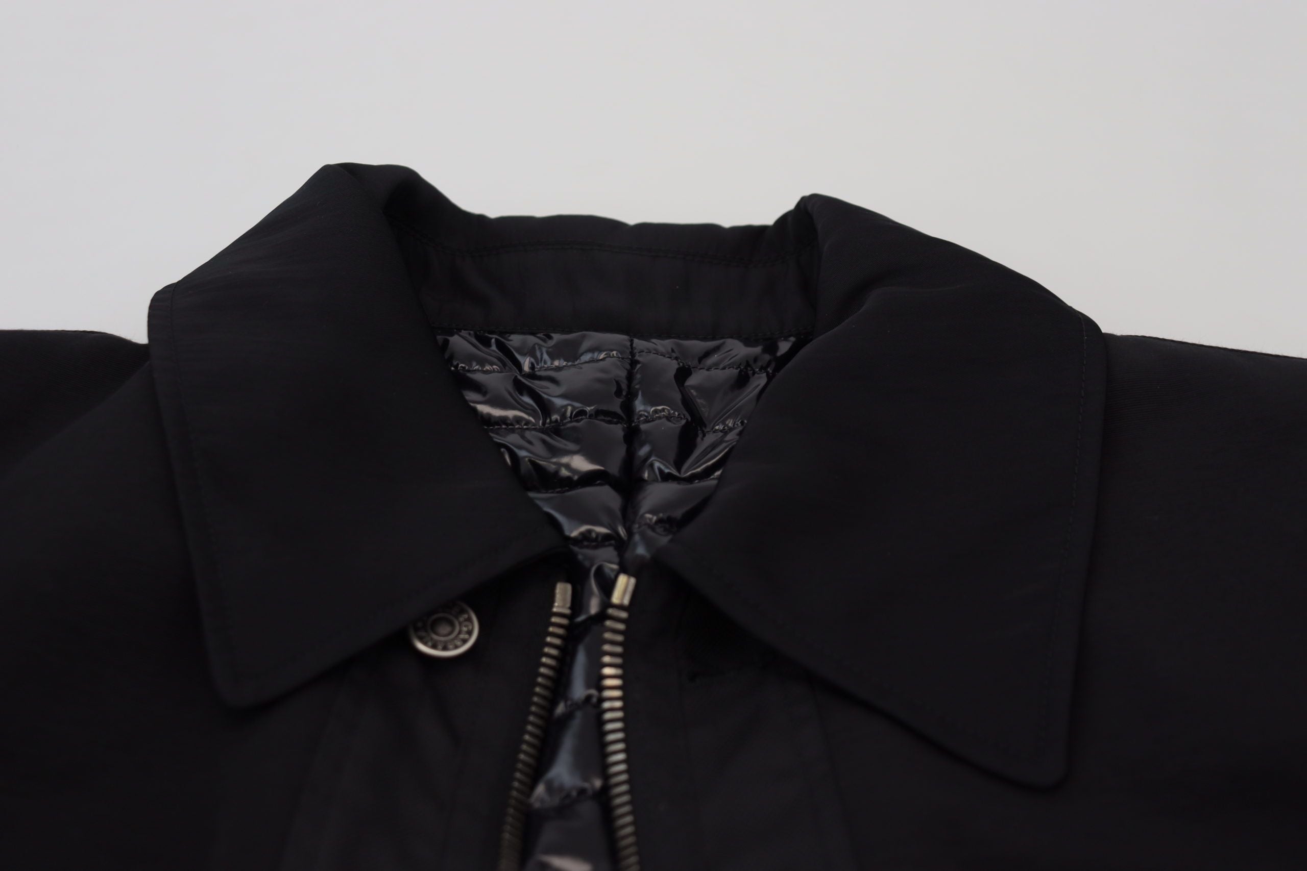 Dolce & Gabbana Schwarze Jacke aus Wolle mit Kragen und durchgehendem Reißverschluss