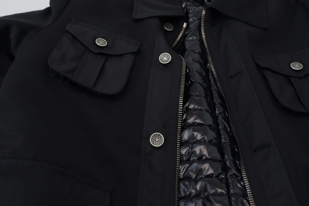 Dolce & Gabbana Schwarze Jacke aus Wolle mit Kragen und durchgehendem Reißverschluss