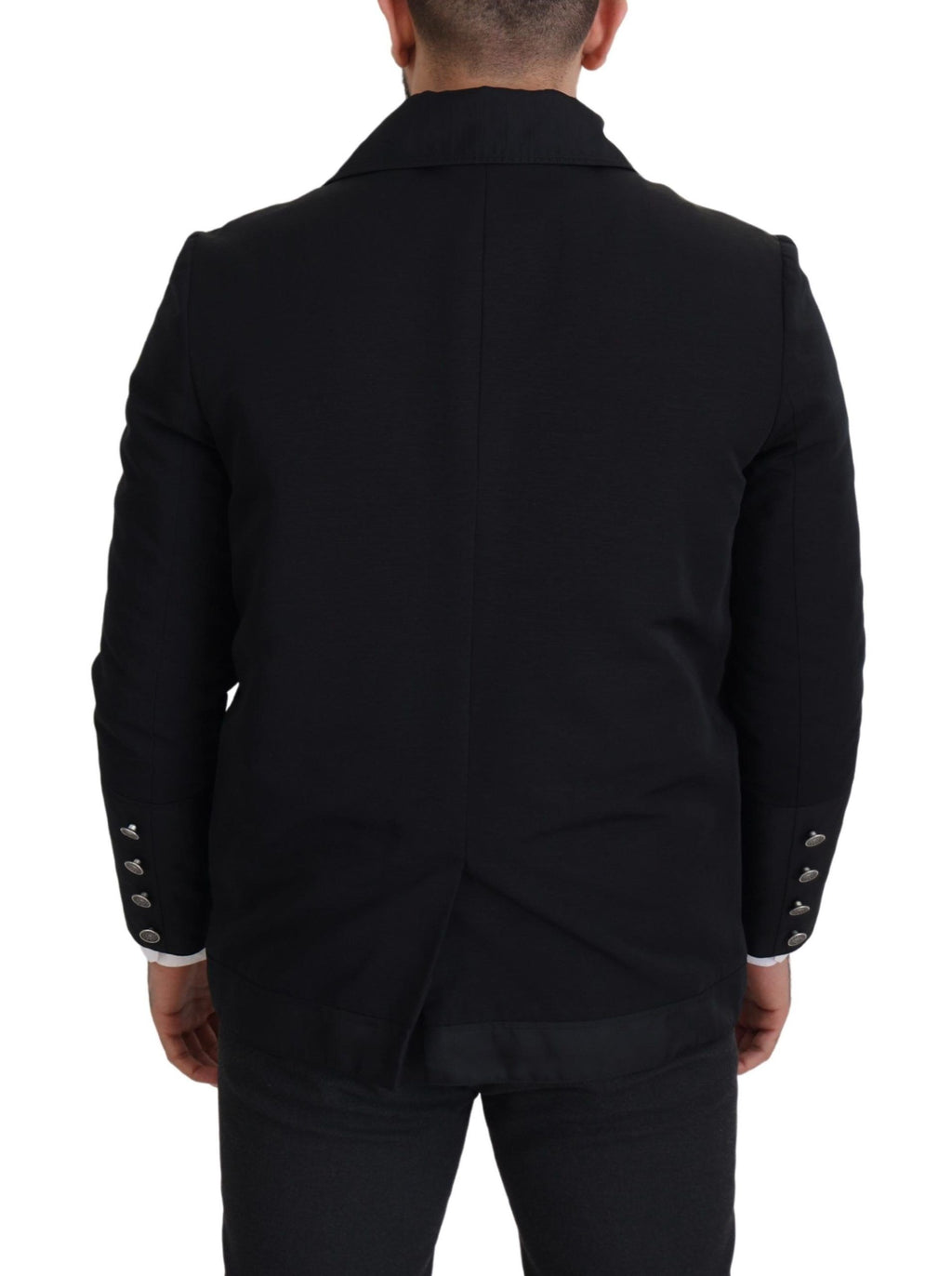 Dolce & Gabbana Schwarze Jacke aus Wolle mit Kragen und durchgehendem Reißverschluss