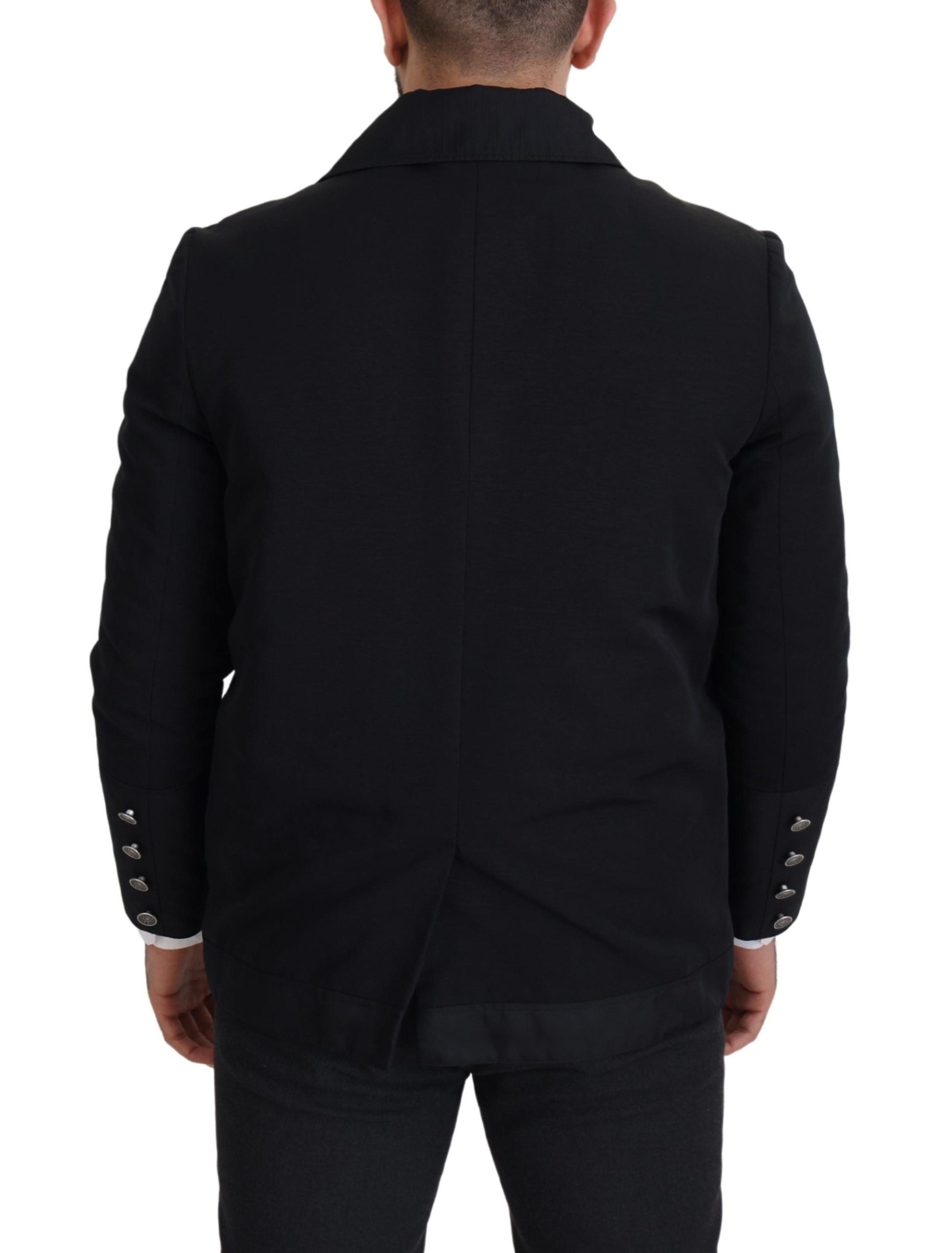 Dolce & Gabbana Schwarze Jacke aus Wolle mit Kragen und durchgehendem Reißverschluss