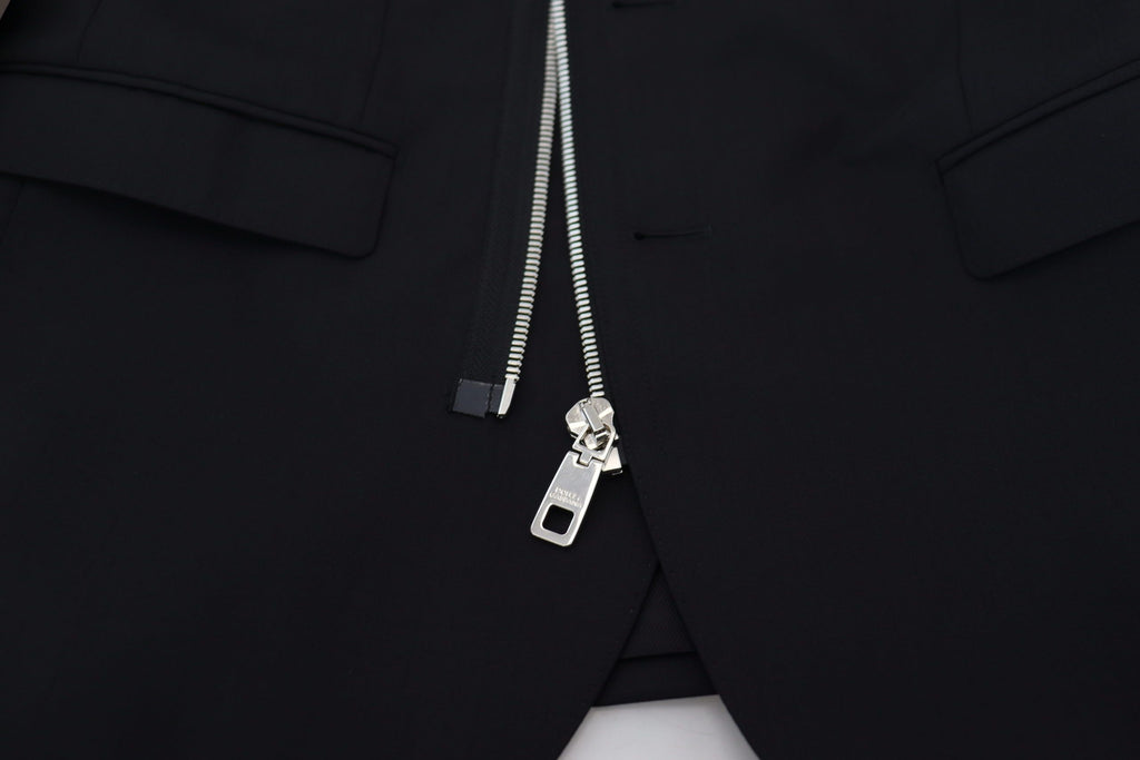 Dolce & Gabbana Schwarze Wolljacke mit durchgehendem Reißverschluss und langen Ärmeln