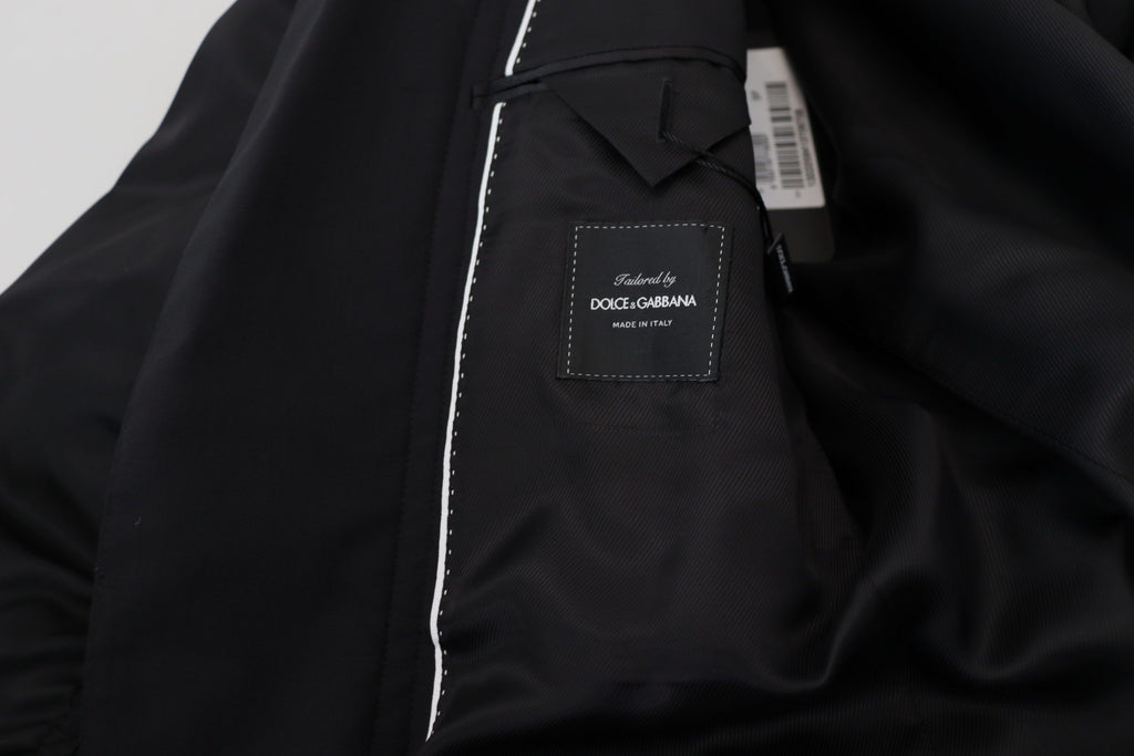 Dolce & Gabbana Schwarze Wolljacke mit durchgehendem Reißverschluss und langen Ärmeln