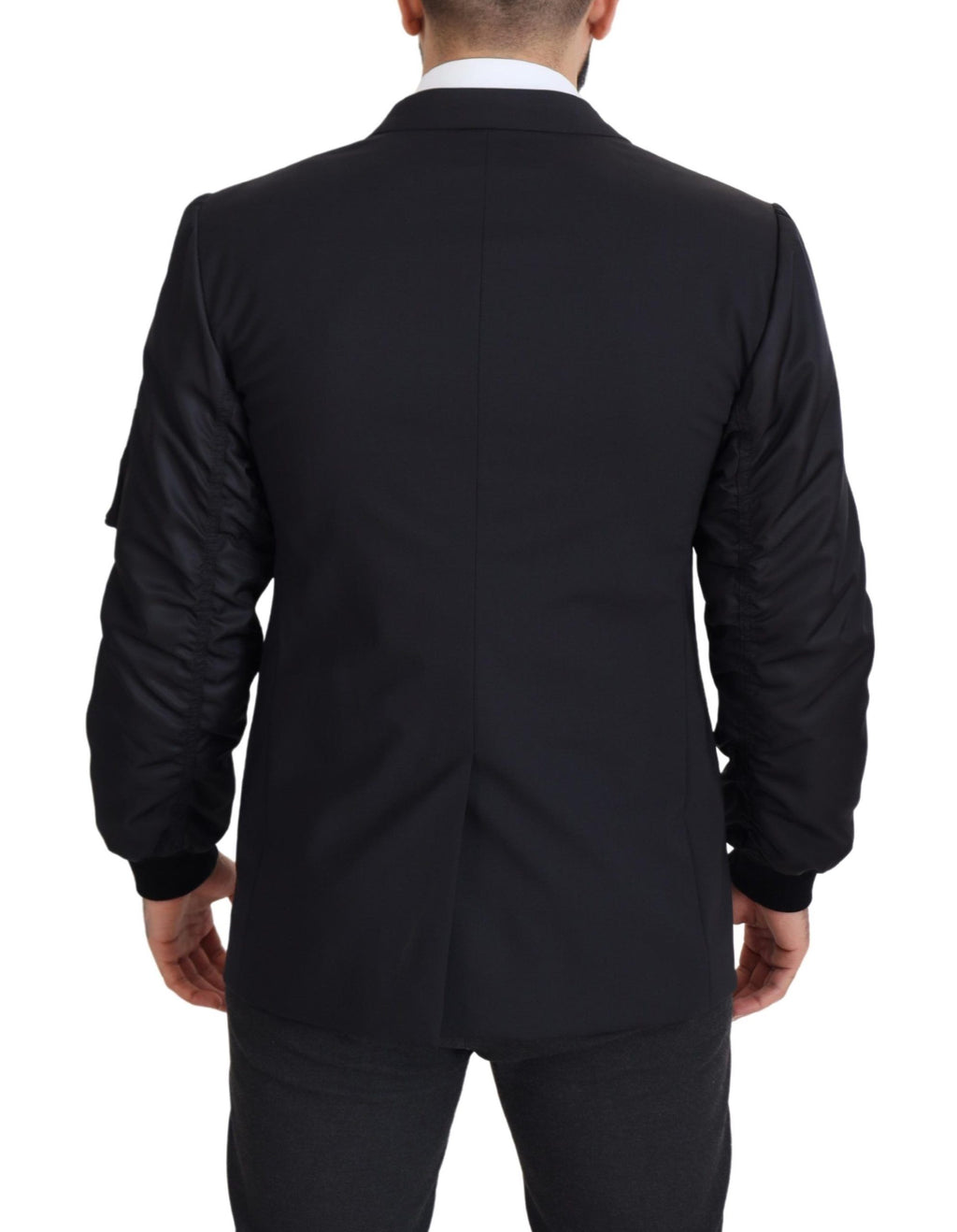 Dolce & Gabbana Schwarze Wolljacke mit durchgehendem Reißverschluss und langen Ärmeln