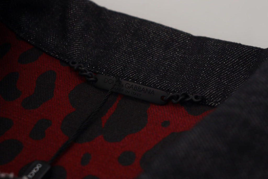 Dolce & Gabbana Schwarze Baumwoll-Denimjacke mit Knopfleiste