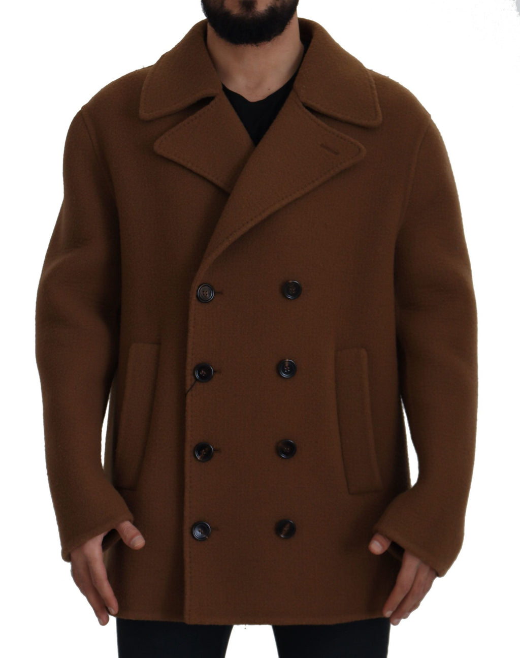 Dolce & Gabbana Brauner Nylonmantel Zweireiher Jacke