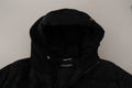 Dolce & Gabbana Schwarzer Kapuzenparka aus Nylon Winterjacke
